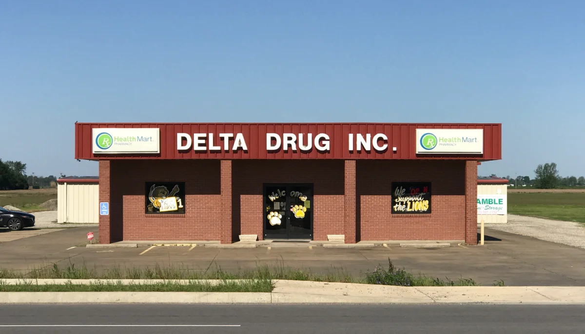 Delta Drug Inc. storefront on AR-18 in Manila, Arkansas